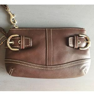 Coach Wristlet Brown Leather